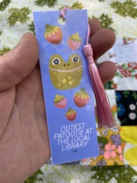 Image 2 of frog & strawberries tassled bookmark