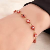 Image 5 of Enamel Evil Eye Stainless Steel Bracelet
