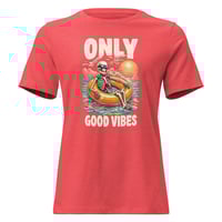 Image 4 of Women's Relaxed T-Shirt, Good Vibes Skeleton Humor Tee