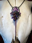 Purple Titanium Quartz Deer Vertebra - Necklace