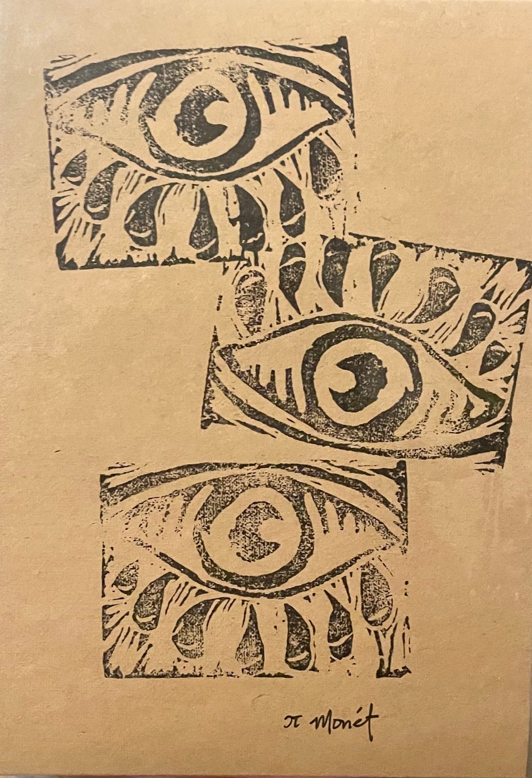 【6/16まで着払→送込】 Creil et Montereau linotte Hand-carved Eye Linocut Prints 4x6” | CJ MONET ART