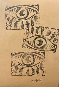 Image 4 of Hand-carved Eye Linocut Prints 4x6”