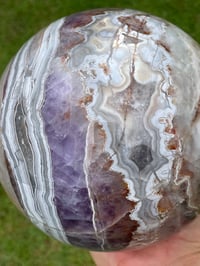 Image 14 of Large Amethyst With Mexican Lace Agate Sphere Statement Piece #449