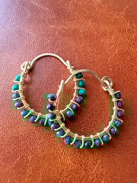 Image 1 of Malachite Swing Hoops (Brass)