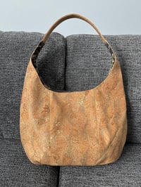 Image 1 of Boho Estrella Bag in Gold Flecked Natural Cork & Custom Bee Print Lining