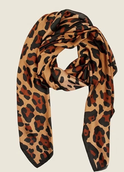 Image of Leopard Pattern Silk Scarf