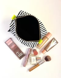 Image 3 of B&W striped boxy makeup bag