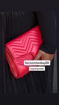 Red clutch/handbag long strap inside