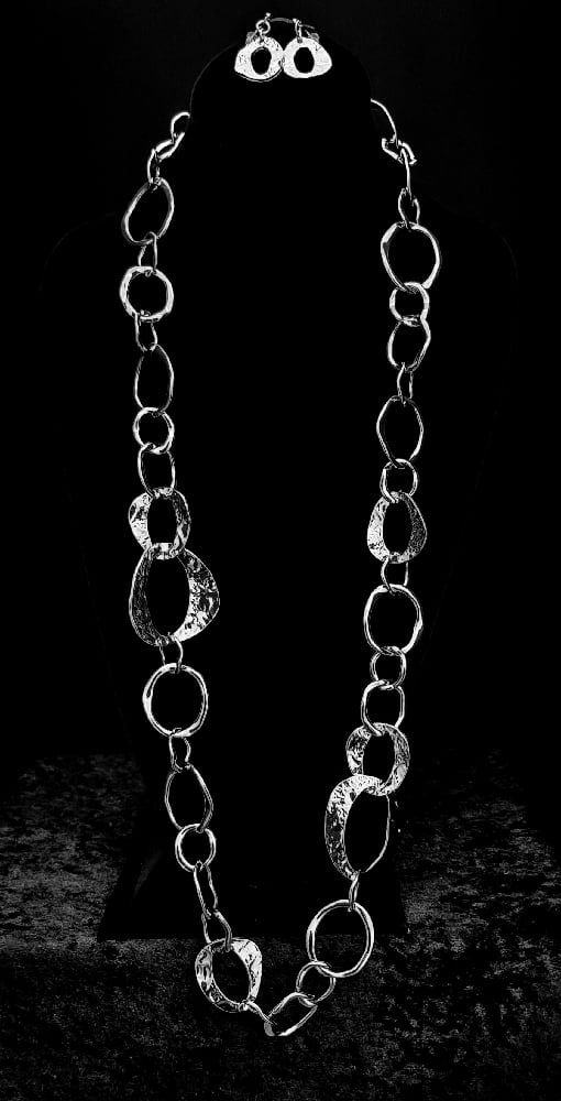 Image of Silver Circles Necklace Set 