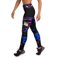 Image 3 of BOSSFITTED Black Neon Pink and Blue Yoga Leggings