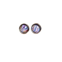 Image 2 of Splash of Purple-Acrylic Pour Paint Stud Earrings