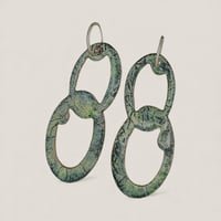Image 1 of Sterling Silver and Crackled Green Enamel Quay Chain Earrings