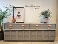 Image 7 of Mid Century Luxury Sideboard Nathan | Curved Teak Sideboard Railings Grey