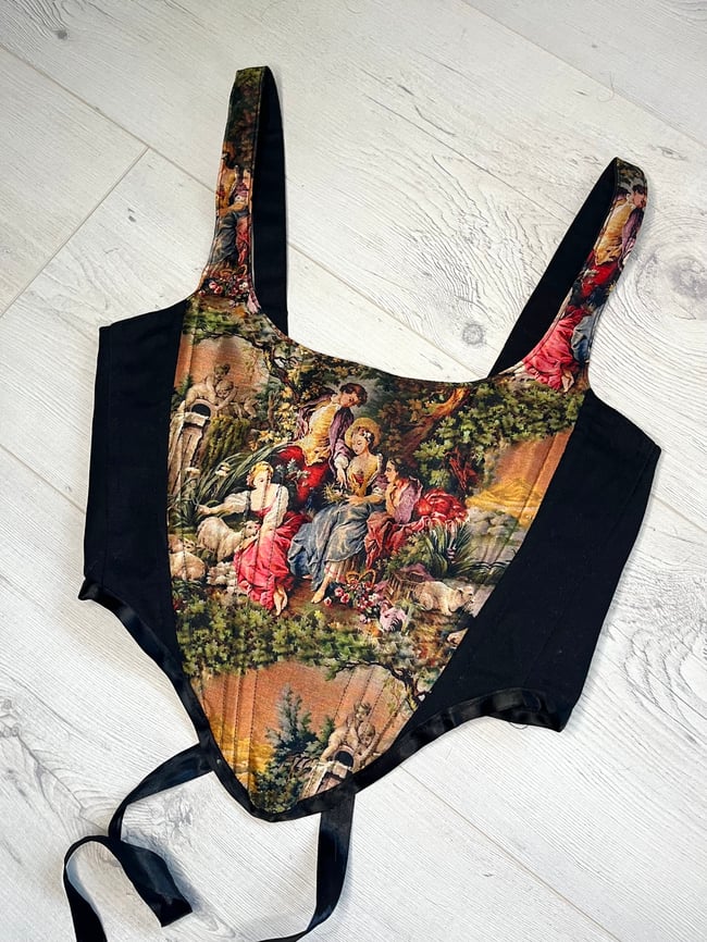 faux silk French Tapestry corset 