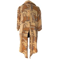 Image 4 of Vintage 90s Tan and Brown Abstract Shirt Dress Tunic Top - Size L - Beverly Rose