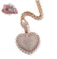 Image 3 of Iced out Heart Pendant Necklace 18K Gold Plated 