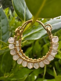 Image 1 of ADORIA - Rose Quartz Swing Hoop Earrings