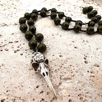 Image 1 of Green Quartz Bird Skull Necklace
