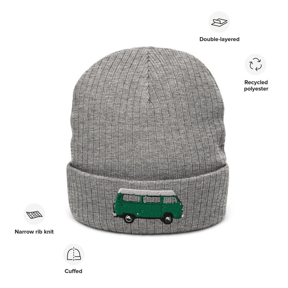 LTC RIBBED KNITTED BEANIE (GREEN/WHITE BUS)