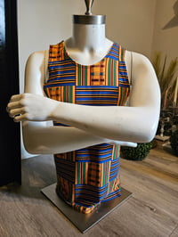 Image 1 of Men's Kente Afro Plaid Tank| More Colors Available.