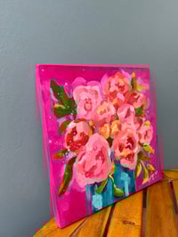 Image 2 of Magenta Roses Original Painting