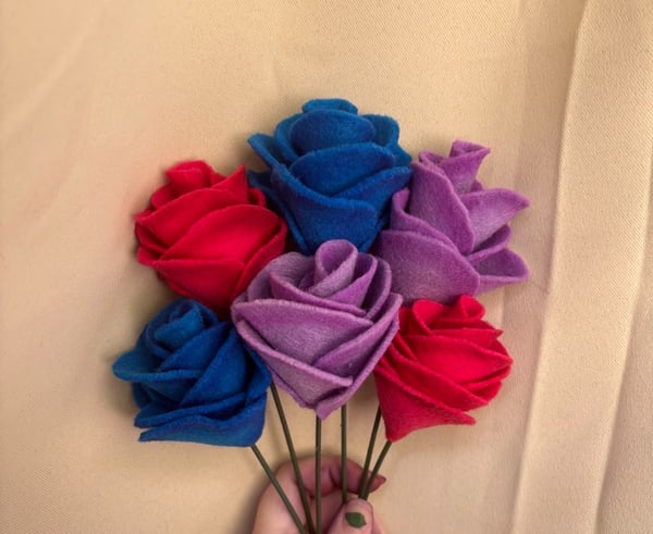 Image of Bisexual Felted Rose Bouquet 