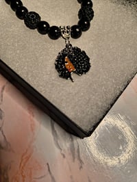 Image 2 of Black Beaded Afro Beauty Charm bracelet 