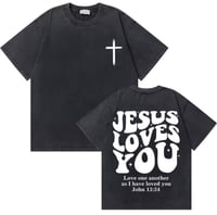Image 1 of Vintage Christian Jesus Shirt (Jesus Loves You)
