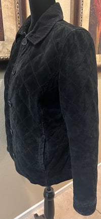 Image 4 of Vintage Black Suede Jacket David Bowie Embroidered Flowers