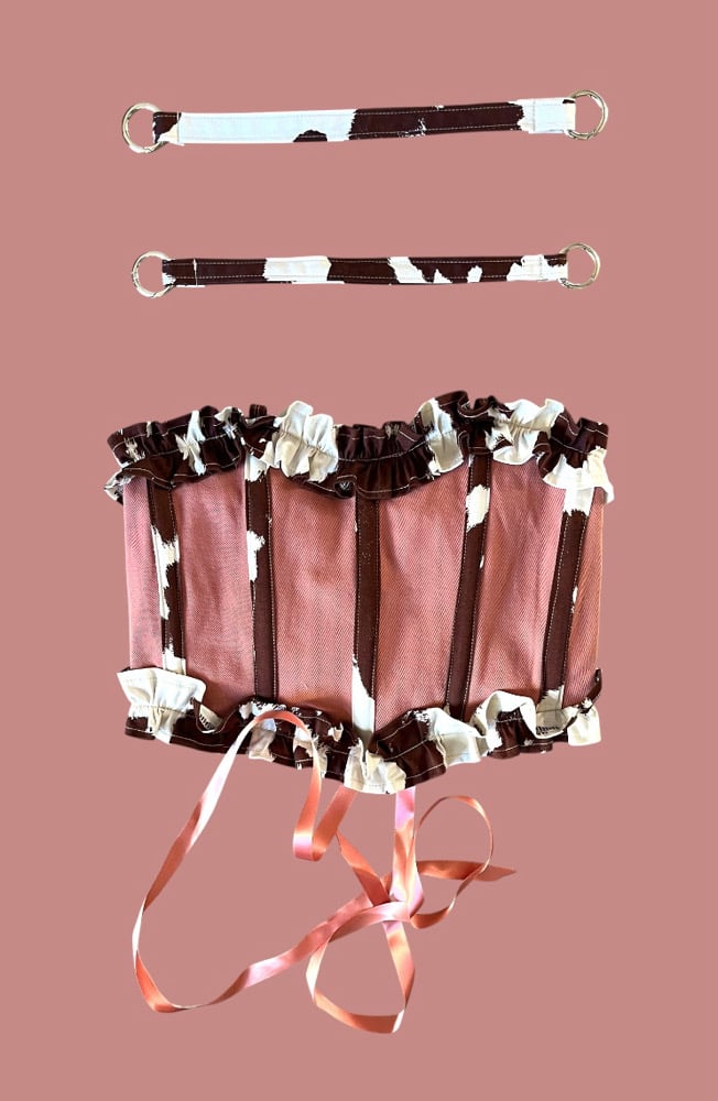Image of Cow corset with pink