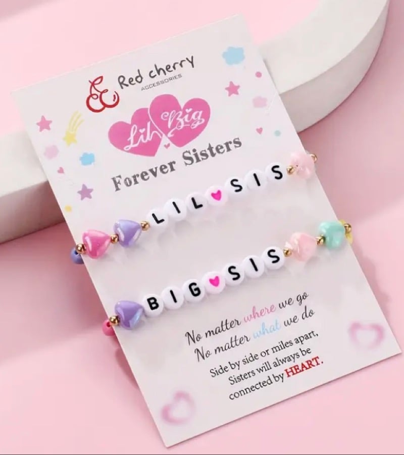 Image of Colorful Heart Acrylic Bead Bracelet for Girls 