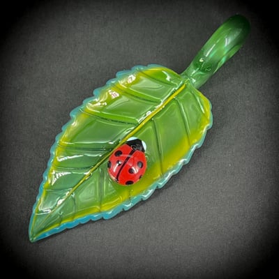Image of Jungle Green Ladybug Leaf Pendant