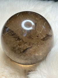Image 17 of Golden Rutile In Smoky Quartz Sphere #1771