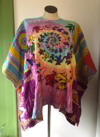Image 1 of Upcycled “Grateful Dead/ Jerry Bears” kantha quilt poncho