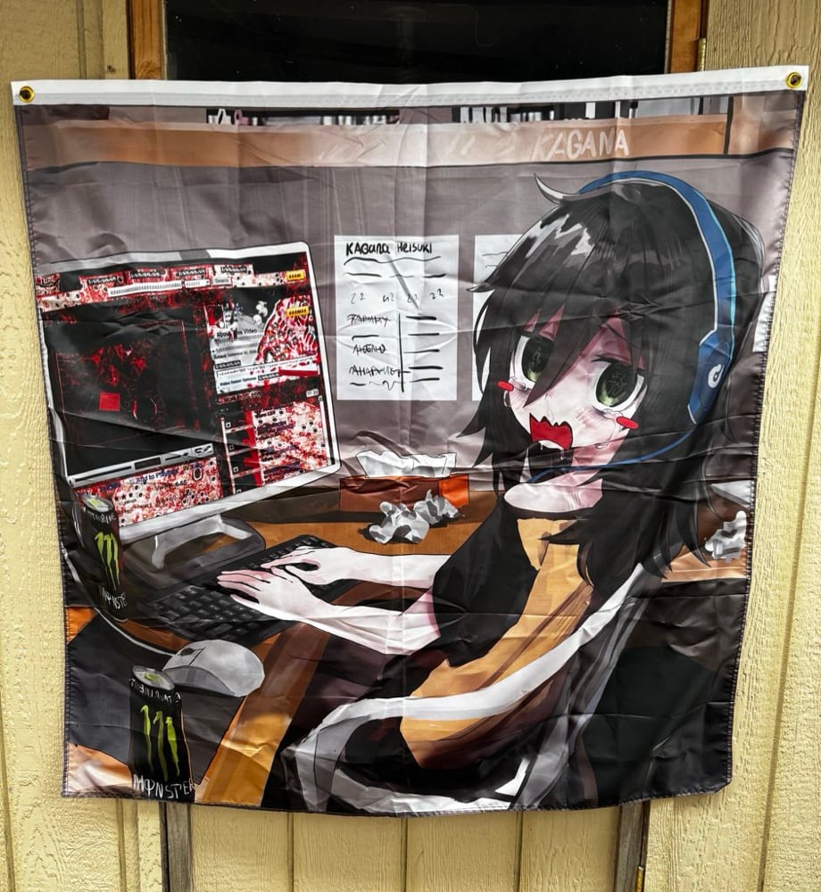Tomoko browsing the internet Wall Flag | dazzlecrew
