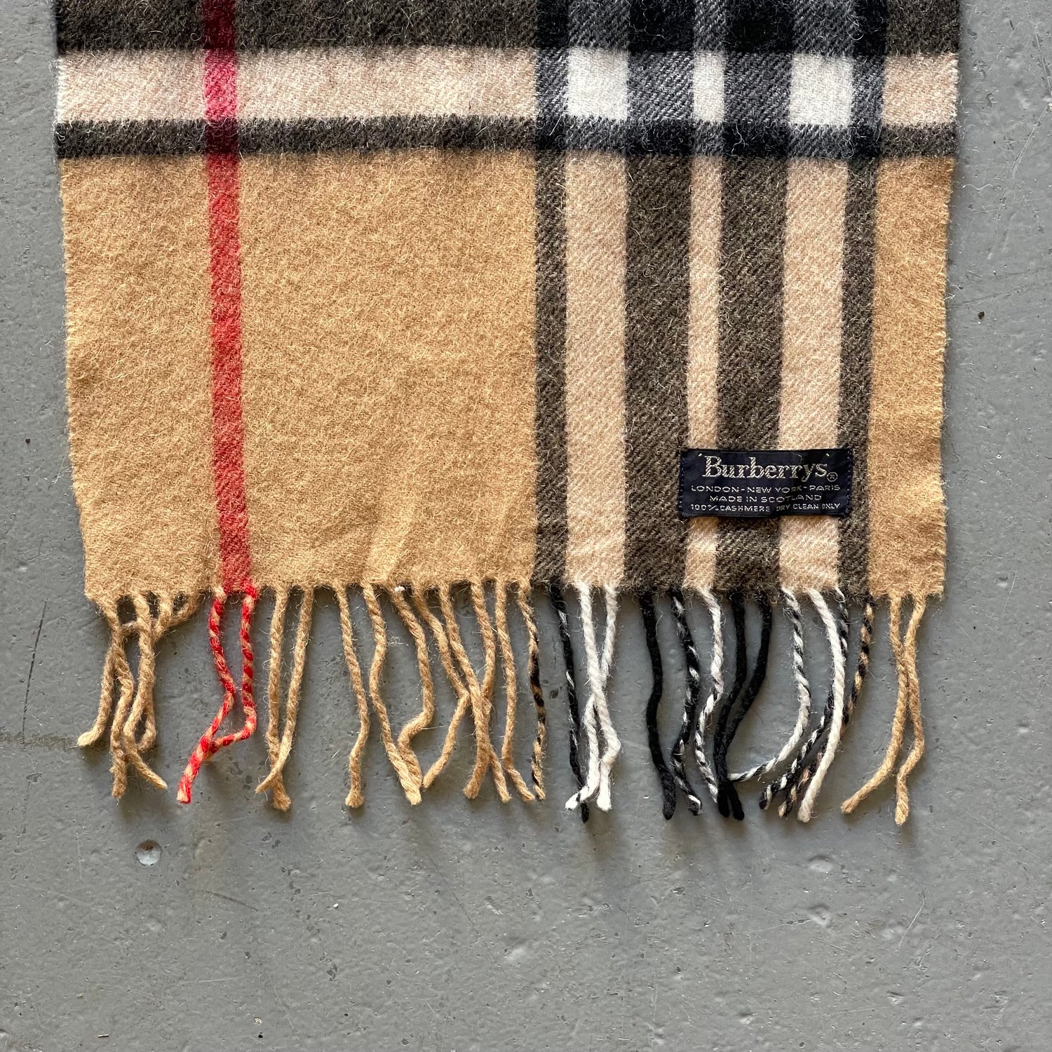 Image of Vintage Burberry Classic House Check Cashmere Scarf Archive Beige  1