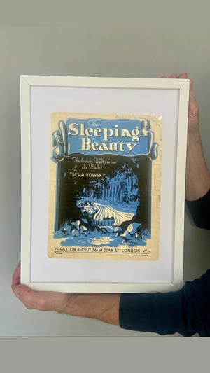 Image of The Sleeping Beauty c1942, framed vintage sheet music of  the waltz by Tschaikowsky