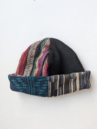 Image 3 of Upcycled Reversible Beanie Navy Blue x Coogi