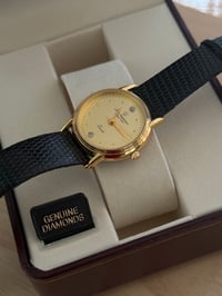 Image 2 of Vintage Jules Jurgensen Genuine Black Leather With Diamond Dial 