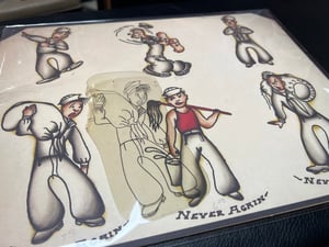 Image of Original 1950’s “Painless Nell” Bowen “US Navy Sailor” Acetate Stencil with 11x14 print.