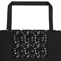 Image 2 of black music notes All-Over Print Large Tote Bag