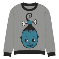 Image 7 of Shrunken Kewp Blue/grey Knitted crew neck sweater