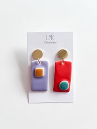 Paire de boucles d’oreilles céramique TOTEM RECTANGULA GM multi +