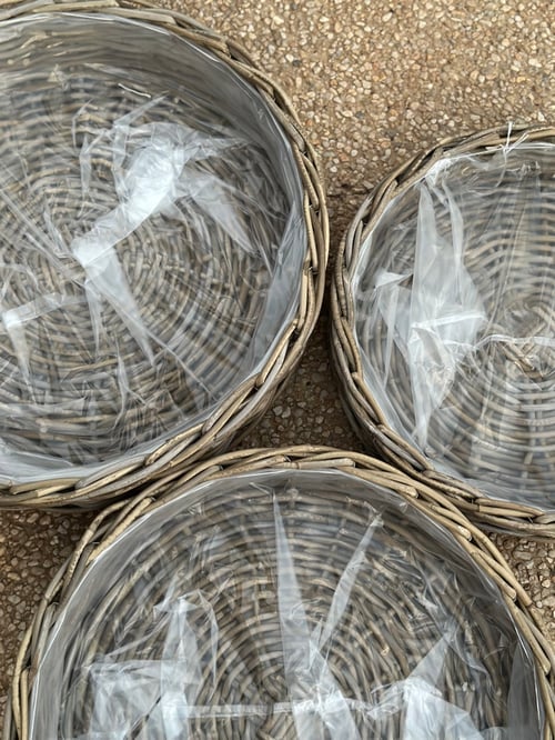 Image of NEW Lined Signature Round Rattan Tray
