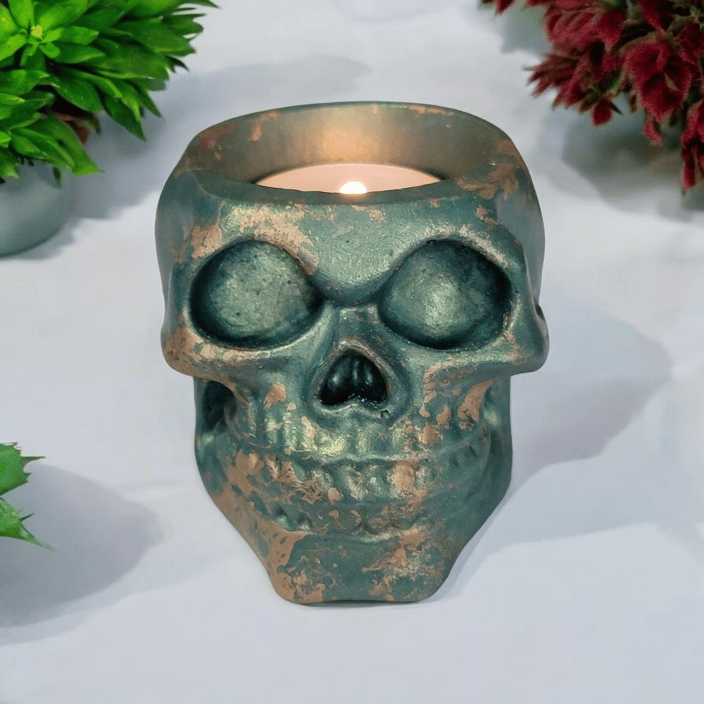 Image of Cement Skull Mini Planter