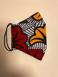 Image 1 of 3D Face Mask Yellow Red Flowers