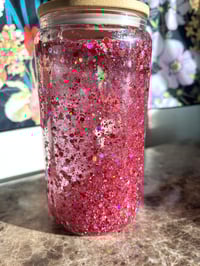 Image 2 of Pinks 16oz. glass snowglobe tumbler 