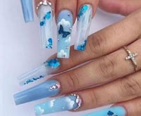 Image 2 of Nails - Long (Sky Blue Bling)