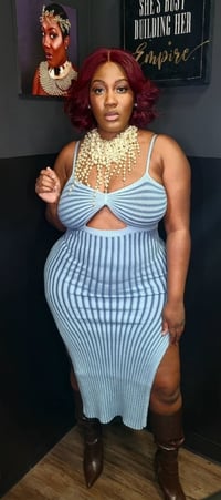 Blue sweater dress