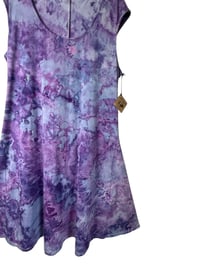 Image 5 of 2X PLUS Stretch Knit Fit and Flare Midi Dress in Purple Haze Ice Dye
